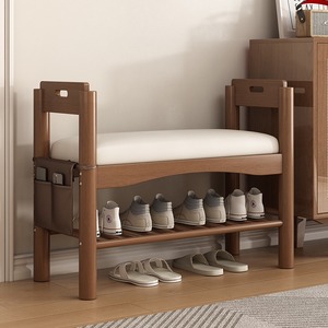 <span class=keywords><strong>Banc</strong></span> à <span class=keywords><strong>chaussures</strong></span> en bois minimaliste, tabouret de rangement moderne à plusieurs niveaux pour le salon, usage domestique - Product Image 3