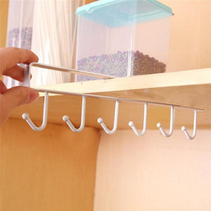 Estante colgante para ropa organizador de cocina gabinete portavasos de vidrio 6 ganchos estante de almacenamiento portavasos - Product Image 2