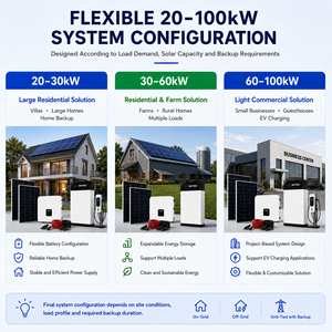 ระบบกักเก็บพลังงานแสงอาทิตย์แบบไฮบริด 20kW 30kW 50kW 100kW พร้อมแบตเตอรี่สำรอง สำหรับที่อยู่อาศัยและการใช้งานเชิงพาณิชย์ขนาดเล็ก - Product Image 4