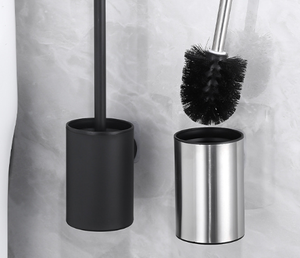 Accessoires <span class=keywords><strong>de</strong></span> toilette muraux modernes en acier inoxydable noir mat comprenant un porte-brosse <span class=keywords><strong>de</strong></span> <span class=keywords><strong>salle</strong></span> <span class=keywords><strong>de</strong></span> <span class=keywords><strong>bain</strong></span> et une tasse en métal <span class=keywords><strong>de</strong></span> style déco - Product Image 2