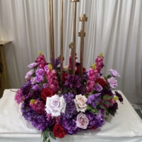 Couronne de fleurs artificielles de luxe IFG, couleurs violet et fuchsia, centre de table pour mariage et décoration de table à manger