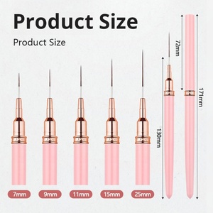 5 Pack Set of Nail Art Line Drawing Pens & Nylon Brush with <b>Plastic</b> Handle - Product Image 3
