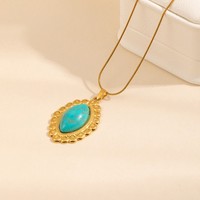 Nouveau collier pendentif en forme de cœur d'aigle en turquoise plaqué or en acier inoxydable