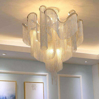 Lustre artistique à pampilles de style nordique, design unique, en aluminium italien, éclairage LED, lampe de plafond minimaliste à chaîne argentée pour îlot de cuisine