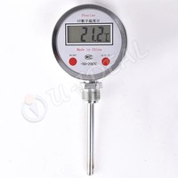 Thermomètre numérique industriel à sonde en acier inoxydable avec ressort de pression à cadran bimétallique