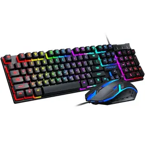 Tastiera per Mouse da gioco sottile cablata di alta qualità Set tastiera da gioco retroilluminata RGB mouse combo Mouse per Computer e tastiera da gioco