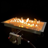 Kit de foyer au gaz rectangulaire en acier inoxydable de 59 cm à encastrer pour foyer extérieur.