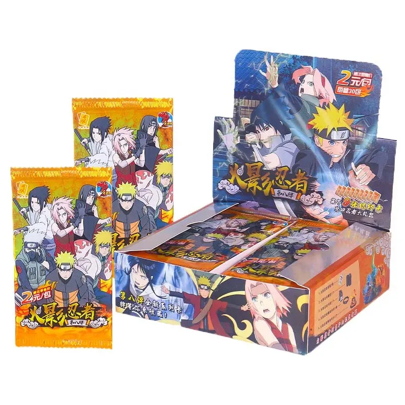 Vente en gros de cartes de figurines d'anime japonaises Uzumaki Uchiha Sasuke Collection de personnages Bronzage Barrage Flash cartes à jouer cadeaux