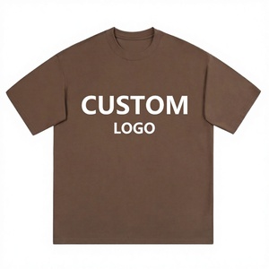 T-shirt décontracté pour homme à col rond, coupe ample, anti-boulochage, en coton jersey lourd 280g, couleur unie, avec logo sérigraphié, manches courtes - Product Image 3