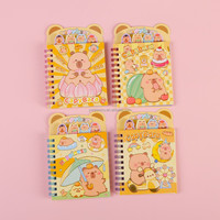 Ensemble de carnets rotatifs mignons à thème dessin animé, mini bloc-notes de poche A7 avec autocollants Washi, cadeaux pour étudiants et enfants, vente en gros OEM ODM