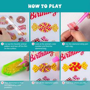 Kits d'autocollants de peinture de diamant pour enfants Gem Paint by Numbers Diamonds Arts pour garçons et filles DIY kit licorne avec points - Product Image 2