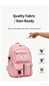 Korean‑Style Waterproof <b>Backpack</b> for Girls, <b>Large</b>‑Capacity Soft‑Body Day Travel <b>Backpack</b> with Zipper Compartments - Product Image 3