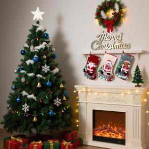 Ensemble personnalisé de grandes chaussettes modernes en toile, rouge et vert traditionnels, pour fêtes de famille, promotion de Noël, cadeau portable - Product Image 4