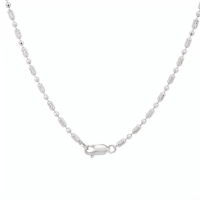 Chaîne de cou tressée romantique en platine Pt950 gravée au laser avec entretoises à perles florales, bijou minimaliste unisexe en platine pour soirée romantique