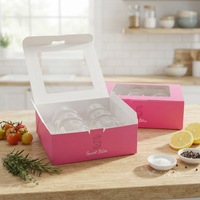 Caja Rectangular de Cartón para Pasteles al por Mayor con Ventana y Logotipo Personalizable, Laminación Mate, Empaque para Regalo de Donuts