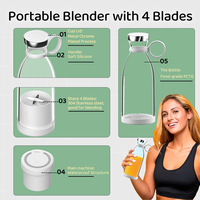 Hotselling, hoogwaardige draagbare fruitpers blenderfles oplaadbare sapbeker 6-blads meskop handmatige sapcentrifuge beker