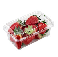 Wegwerp Food Grade Clamshell Scharnierende Container Aardbei Fruit Box Duurzame Afhaalmaaltijden Verpakking In De Uitverkoop