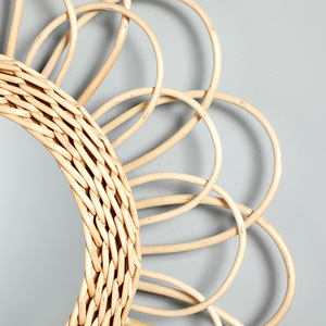 Wicker Decorative <b>Mirror</b> Round <b>Hanging</b> <b>Mirror</b> Handmade Home Decor For Living Room Bedroom Entryway - Product Image 1