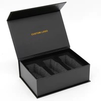 Boîte cadeau de soins de la peau de luxe noire personnalisée avec couvercle insertion de mousse emballage cosmétique magnétique pour faux cils chaussettes 2mm d'épaisseur