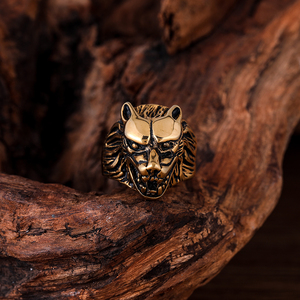 Modischer Tier-<span class=keywords><strong>Ring</strong></span> Schmuck Punk Klobiger Wolfskopf Herrenring Edelstahlring für Männer - Product Image 3