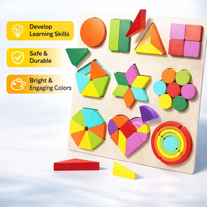 Puzzle Geometrico Colorato Montessori, Giocattoli in Legno Sensoriali per Bambini, Educazione Precoce, Giocattoli Educativi STEM Intelligenti per Bambini - Product Image 2