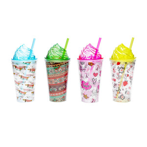 Nuevos productos 2020 de papel de doble pared insertar reutilizable bebiendo tazas 16oz vaso de plástico con paja y tapas - Product Image 6