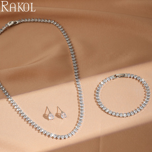 Rakol SP3045 Cubic Zirconia Pulsera ajustable abierta Anillo Flor Joyería nupcial - Product Image 6