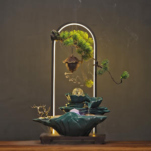 Yüksek kaliteli Mini masaüstü seramik duman şelale su çeşmesi ile ışık tütsü brülör ev dekor için - Product Image 1