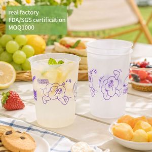Vaso Desechable de Plástico PP para Taro Boba Tea, 90mm 24oz, Venta al por Mayor de Fábrica, Logotipo Personalizado - Product Image 1