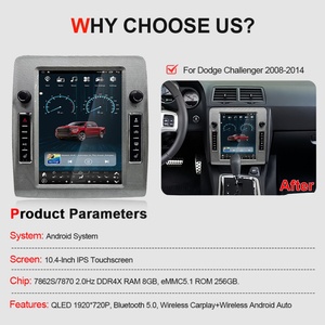 Navihua Radio Estéreo Android Auto con GPS de 10.4 Pulgadas Estilo Tesla 4+64GB para Dodge Challenger 2008-2014 - Product Image 3