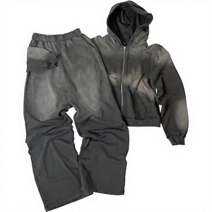 Custom 400 Gsm <b>Sweat</b> <b>Suit</b> with Acid Wash Distressed Embroidery Baggy Trouser and Hoodie Set Flared Tracksuit <b>for</b> <b>Women</b> - Product Image 1