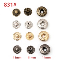 Kancing Tekan Besi 12/15mm Perak/Emas Muda/Kuningan Antik/Nikel Hitam, Dapat Dicuci, untuk Pakaian, Tas, Kerajinan Kulit