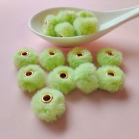 Perles rondes en fausse fourrure de lapin colorées, à grand trou, moelleuses, pour stylos perlés et confection de vêtements QC
