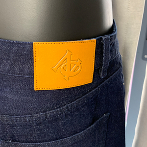 Custom Japanese Selvedge Raw Indigo <strong>Denim</strong> <strong>Jeans</strong> for Men | Wide Leg Vintage Straight Fit <strong>Denim</strong> Pants with Laser Engraved Logo - Product Image 6