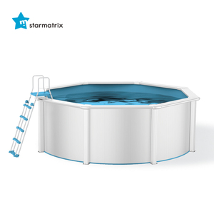 STARMATRIX PSP5512B/BW <span class=keywords><strong>Piscine</strong></span> au sol murale <span class=keywords><strong>en</strong></span> acier pour adultes avec écumoire et cadre Design Échelle et fonction <span class=keywords><strong>de</strong></span> sécurité - Product Image 1