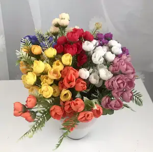 Speciale liquidazione piccolo bouquet di fiori artificiali economici rose di colore misto bouquet di fiori di crisantemo decorazione per feste a casa