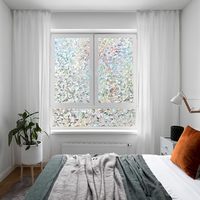3D-Laserschutz PVC-Fensteraufkleber, Amerikanischer Stil Statische Fensterfolie, Anti-Spionage Sichtschutzfolie für Badezimmer