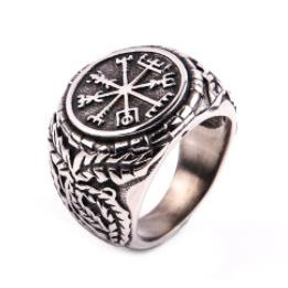 Nordic Viking Totem Men's Titanium Steel <b>Ring</b> <b>Silver</b> Snowflake Design Gift Jewelry - Product Image 1