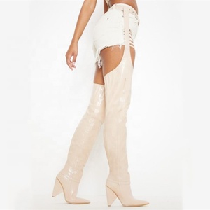Hot Sale PU Leather Boots with Belt Waist Long Thigh High Spike Heel Boots for Women Winter Spring <b>Shoes</b> Size 43 - Product Image 3
