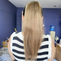 Queue de cheval de luxe avec cordon de serrage Emeda, extensions de cheveux humains de couleur blonde, trame vierge poney femmes