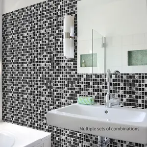 DIY工艺品自粘马赛克瓷砖黑色Mable玻璃马赛克瓷砖浴室装饰PVC粘贴砖
