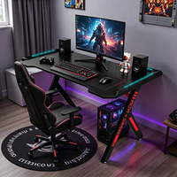 Bureau de jeu ergonomique pour setup de gaming, station de travail informatique, table gamer RGB avec éclairage LED – Offre Spéciale