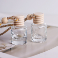 Flacon diffuseur de parfum de voiture en verre carré vide de 8 ml avec sérigraphie, mini flacons pendentifs, désodorisant de voiture à suspendre avec boîte