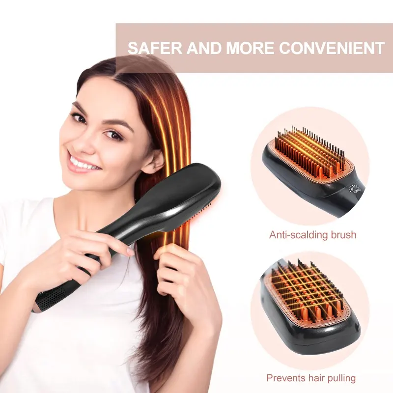 OEM Tùy Chỉnh Bán Buôn Nhãn Hiệu Riêng Hot Comb Điện 1200 Wát Máy Sấy Tóc Bàn Chải Chuyên Nghiệp Tóc Ép Tóc 3 Trong 1 Hot Air Brush