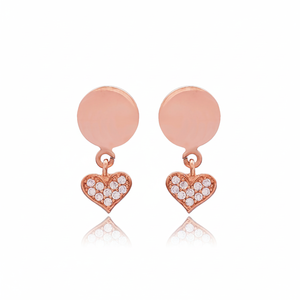 Minimalist Plain Round CZ Heart Zircon Stone <b>Stud</b> <b>Earrings</b> Turkish Handmade Wholesale 925 Sterling Silver Jewelry <b>Fine</b> Jewellery - Product Image 2