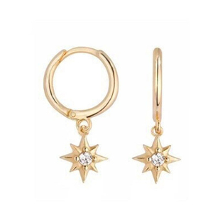 Boucles d'oreilles créoles ROXI Fashion plaquées or 18 carats en argent sterling 925 avec pendentif étoile - Product Image 1