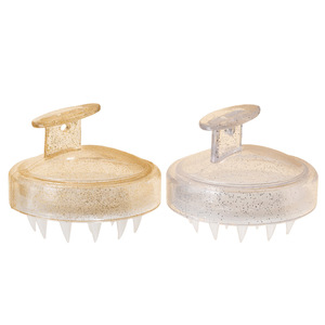 Brosse à cheveux massante pour le cuir chevelu Wanmei, en silicone translucide, à dents souples, dorées et argentées brillantes - Product Image 1