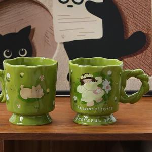 แก้วเซรามิคลายการ์ตูนน่ารัก สำหรับใช้ในบ้านและออฟฟิศ แก้วอาหารเช้าคุณภาพสูง ดีไซน์ทันสมัย - Product Image 2