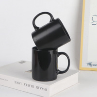 Mug en céramique noir classique simple, résistant aux hautes températures, compatible micro-ondes, style européen, logo imprimable, pour le bureau et la maison