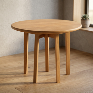 <b>Round</b> <b>Solid</b> Teak <b>Wood</b> <b>Dining</b> <b>Table</b> Five Column Base Scandinavian Modern Design Eco-Friendly Durable Apartment Hotel Villa Use - Product Image 3